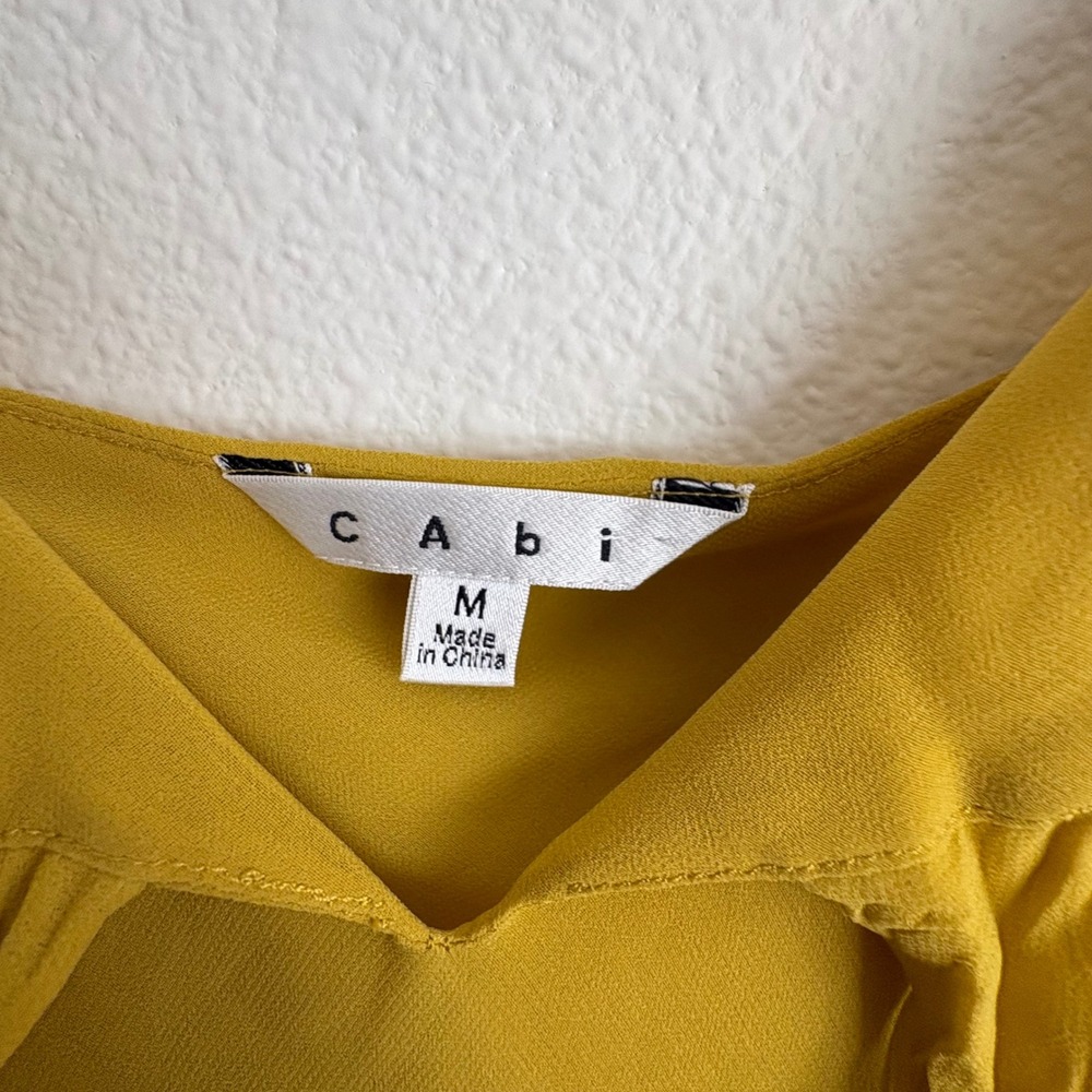 Cabi Mustard Yellow Double Layer Chiffon Camisole Tie Front Tank Top M - Picture 5 of 8